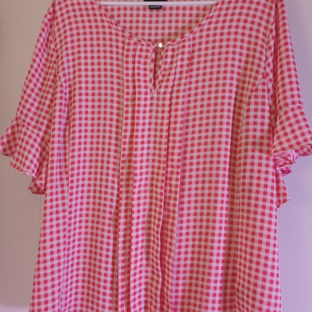 Liz Claiborne red gingham 1/2 sleeve size XXL